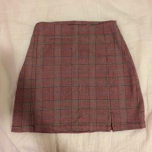Brandy Melville Pink Plaid Cara Skirt